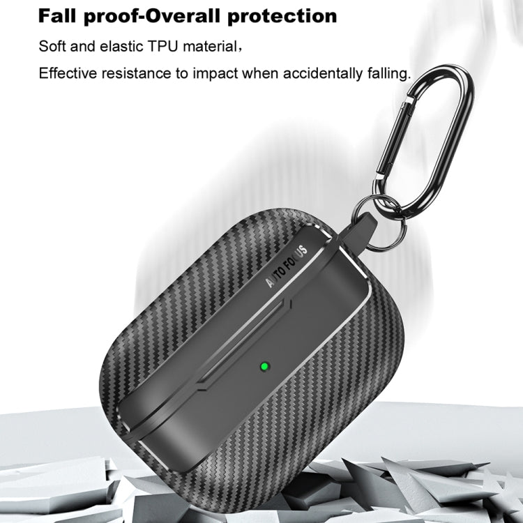 For AirPods Pro Carbon Fiber Texture Anti-fall Earphone Protective Case(Grey)