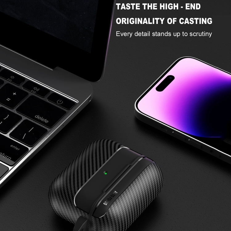 For AirPods Pro Carbon Fiber Texture Anti-fall Earphone Protective Case(Green)