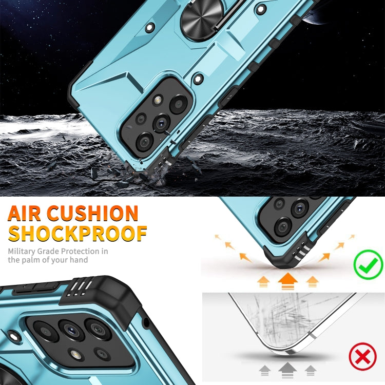 For Samsung Galaxy A73 5G Ring Holder Phone Case(Light Blue)