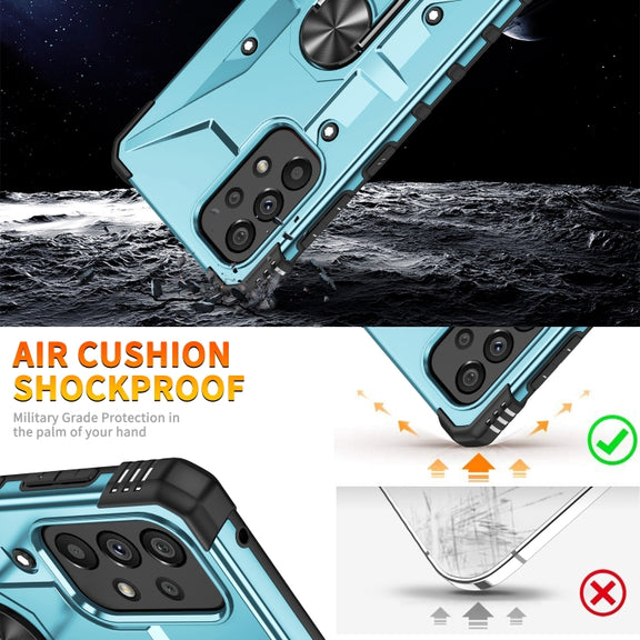 For Samsung Galaxy A73 5G Ring Holder Phone Case(Light Blue)