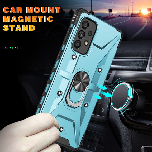For Samsung Galaxy A73 5G Ring Holder Phone Case(Light Blue)