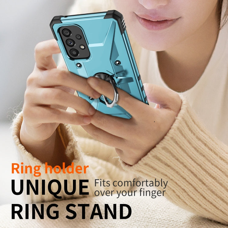 For Samsung Galaxy A73 5G Ring Holder Phone Case(Light Blue)
