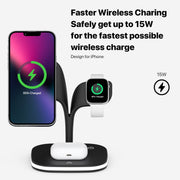 YM-UD22 15W 5 in 1 Magnetic Wireless Charger with Stand Function(Black)