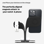 YM-UD22 15W 5 in 1 Magnetic Wireless Charger with Stand Function(Black)