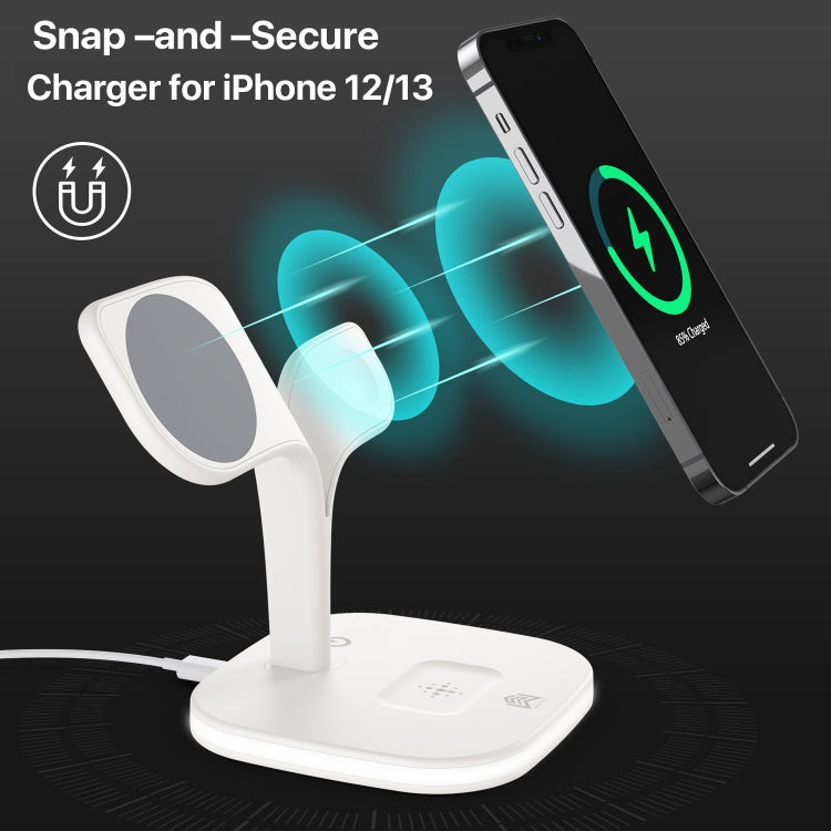 YM-UD22 15W 5 in 1 Magnetic Wireless Charger with Stand Function(White)