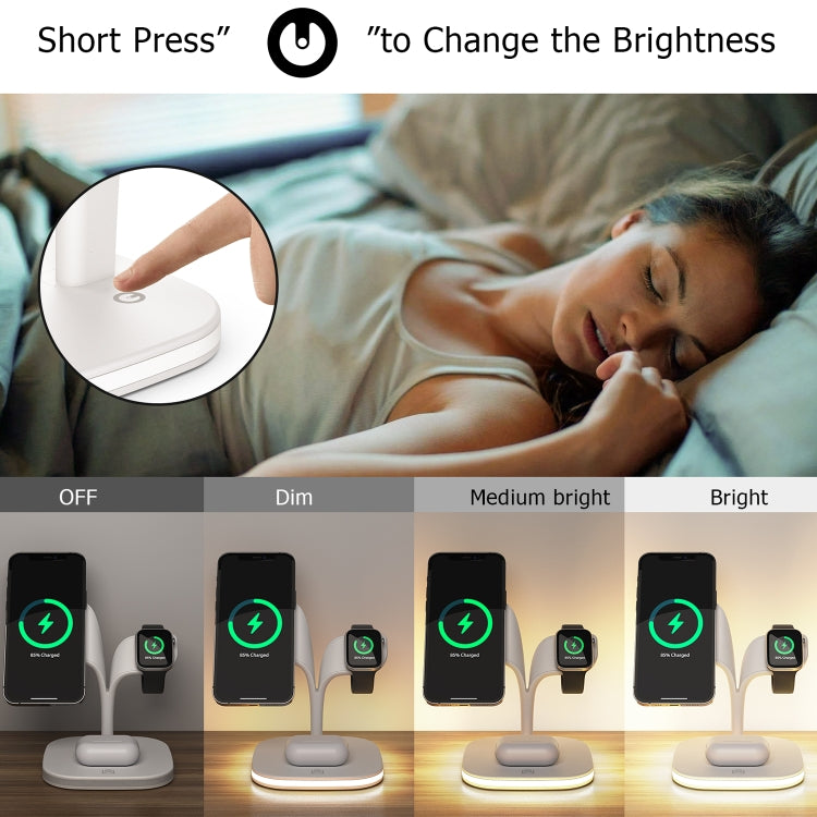 YM-UD22 15W 5 in 1 Magnetic Wireless Charger with Stand Function(White)