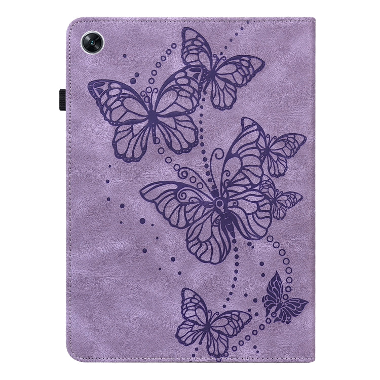 For OPPO Pad Air 2022 Embossed Butterfly Pattern Leather Tablet Case(Purple)