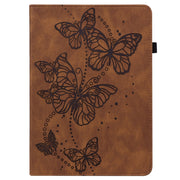 For OPPO Pad Air 2022 Embossed Butterfly Pattern Leather Tablet Case(Brown)