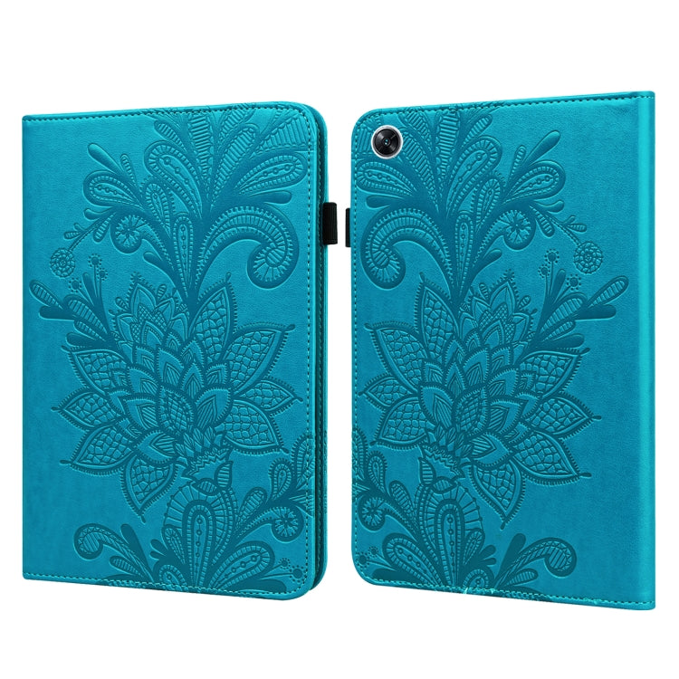 For OPPO Pad Air 2022 Lace Flower Embossing Pattern Leather Tablet Case(Blue)