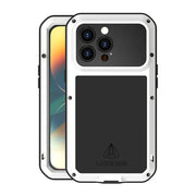 For iPhone 14 Pro LOVE MEI Metal Shockproof Life Water-resistant Dustproof Phone Case(White)