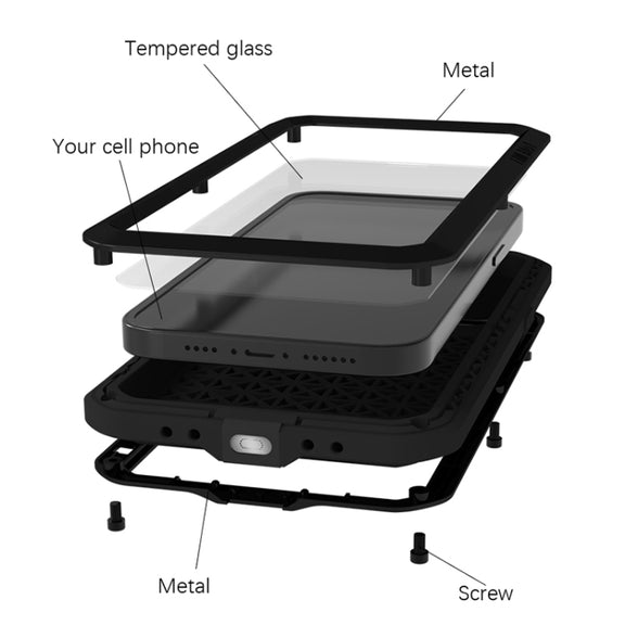 For iPhone 14 Pro LOVE MEI Metal Shockproof Life Water-resistant Dustproof Phone Case(White)