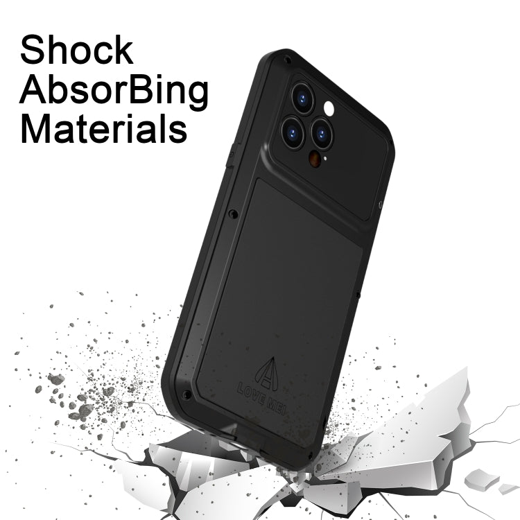 For iPhone 14 Pro LOVE MEI Metal Shockproof Life Water-resistant Dustproof Phone Case(White)