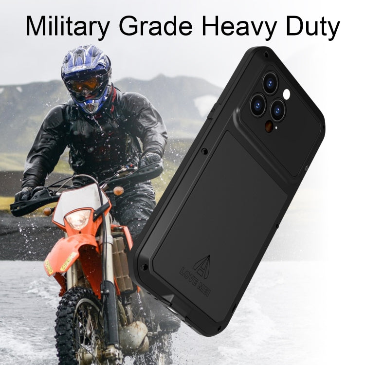 For iPhone 14 Pro LOVE MEI Metal Shockproof Life Water-resistant Dustproof Phone Case(White)