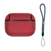 For AirPods Pro 2 Nylon Water-resistant Wireless Earphone Case with Lanyard(Red)