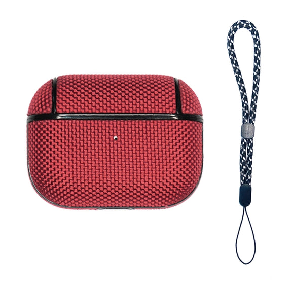 For AirPods Pro 2 Nylon Water-resistant Wireless Earphone Case with Lanyard(Red)