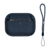 For AirPods Pro 2 Nylon Water-resistant Wireless Earphone Case with Lanyard(Dark Blue)