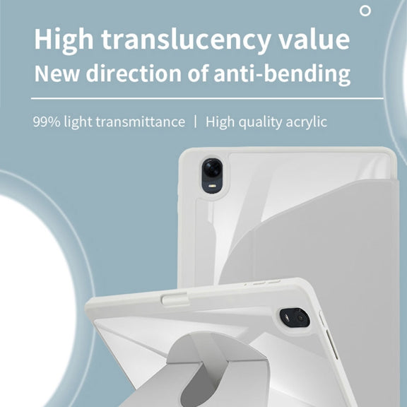 For OPPO Pad 11 2022 Acrylic 360 Degree Rotation Holder Tablet Leather Case(White Ice)