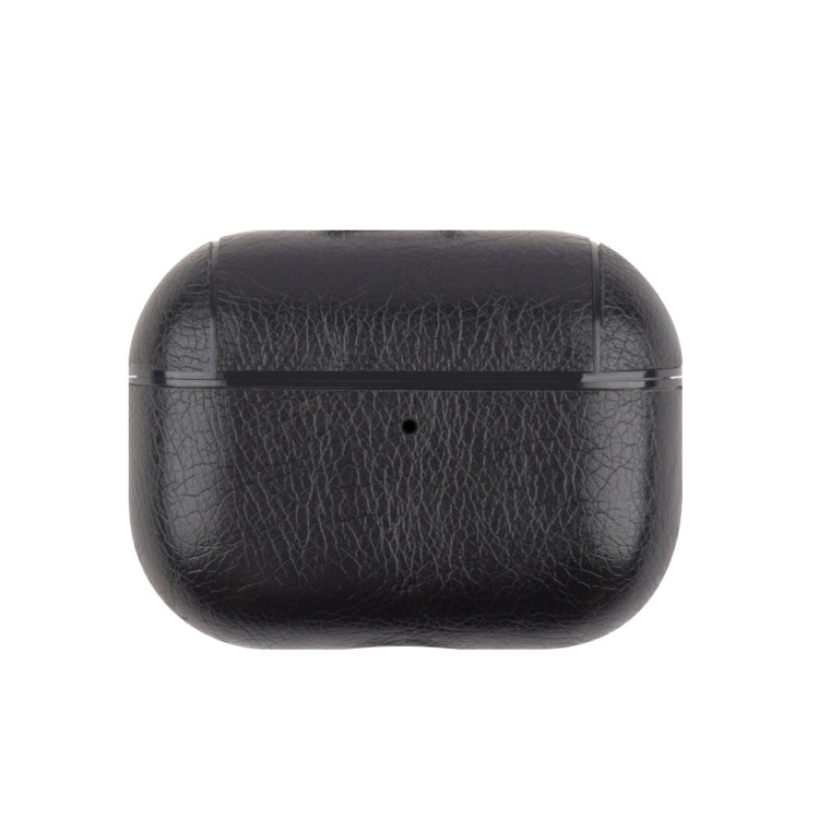 For AirPods Pro 2 Wireless Earphone Leather Shockproof Protective Case(Black)