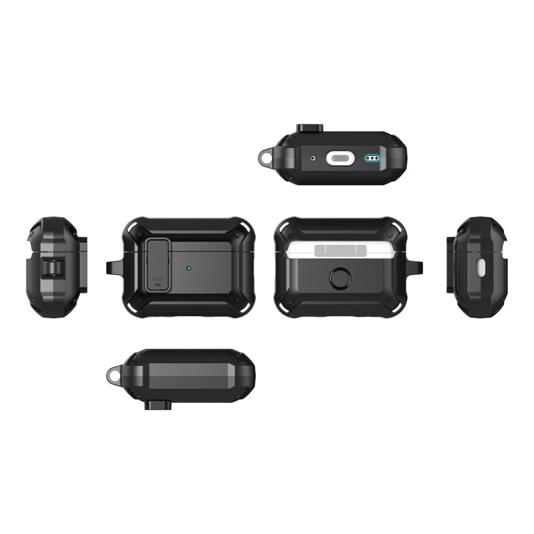 For AirPods Pro 2 Bumblebee Wireless Earphones Silicone Case with Switch & Lanyard Hole(Black Green)