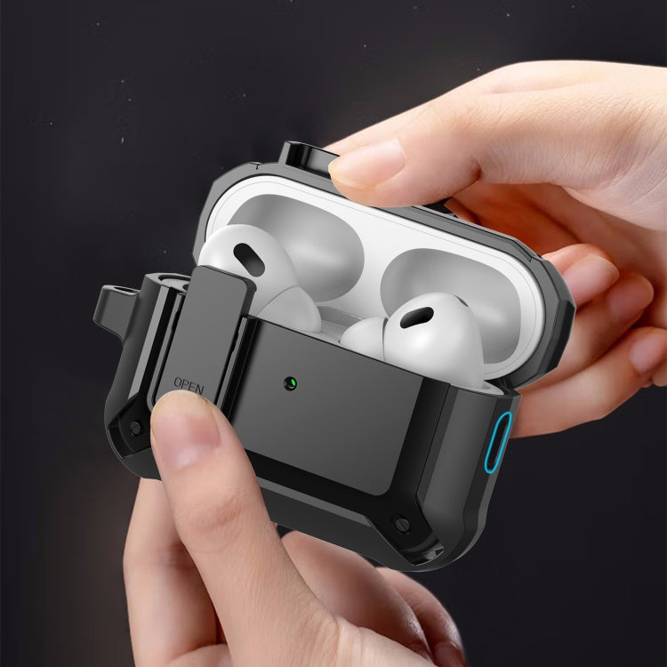 For AirPods Pro 2 Bumblebee Wireless Earphones Silicone Case with Switch & Lanyard Hole(Black Red)