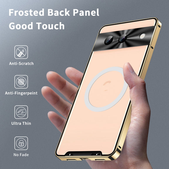 For Google Pixel 8a MagSafe Magnetic Frosted Metal Phone Case(Gold)