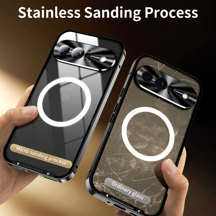 For Google Pixel 9 MagSafe Magnetic Frosted Metal Phone Case(Black)
