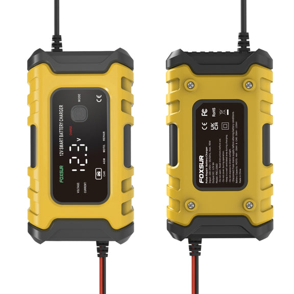 FOXSUR 6A 12V Motorcycle / Car Smart Battery Charger, Plug Type:US Plug(Yellow)