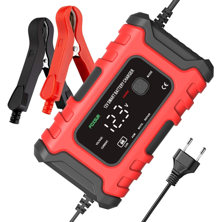 FOXSUR 6A 12V Motorcycle / Car Smart Battery Charger, Plug Type:UK Plug(Red)