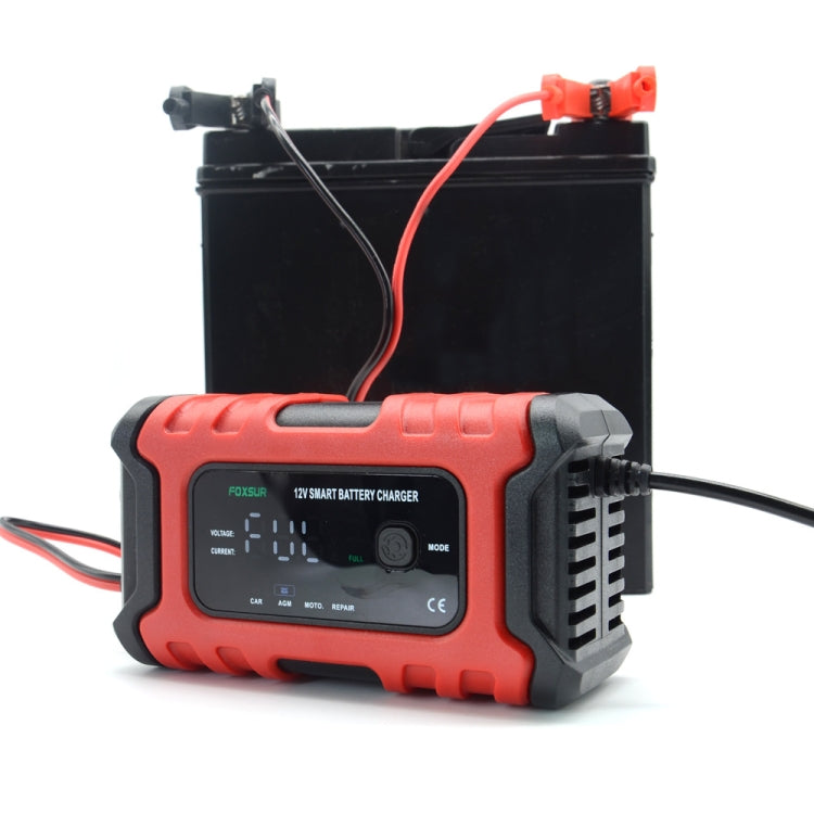 FOXSUR 6A 12V Motorcycle / Car Smart Battery Charger, Plug Type:EU Plug(Red)