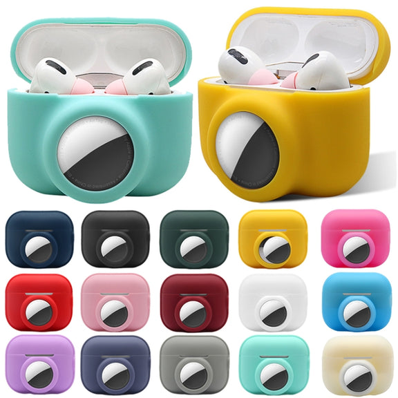 For AirPods Pro 2 / AirTag 2 in 1 Shockproof Full Coverage Silicone Protective Case(Fluorescent Pink)