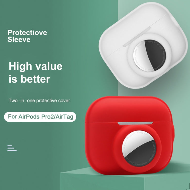 For AirPods Pro 2 / AirTag 2 in 1 Shockproof Full Coverage Silicone Protective Case(Yellow)
