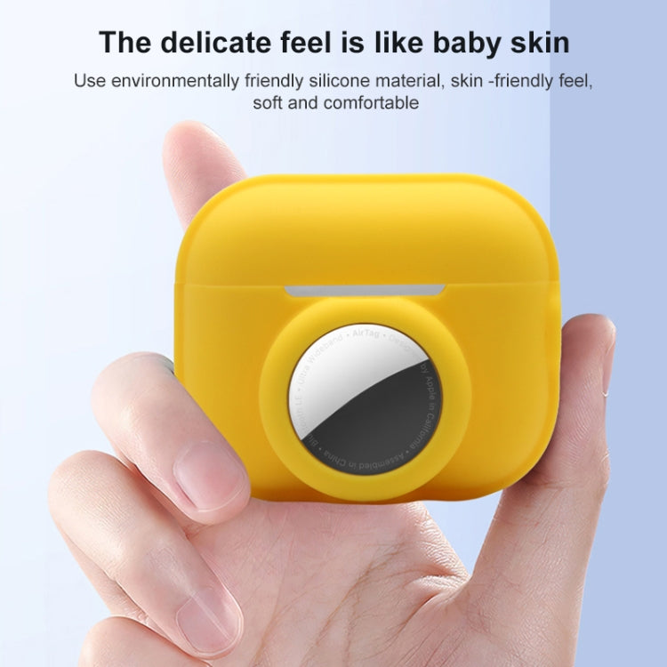 For AirPods Pro 2 / AirTag 2 in 1 Shockproof Full Coverage Silicone Protective Case(Yellow)