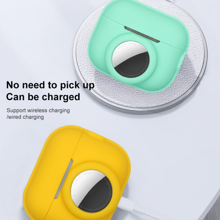 For AirPods Pro 2 / AirTag 2 in 1 Shockproof Full Coverage Silicone Protective Case(Fluorescent Pink)