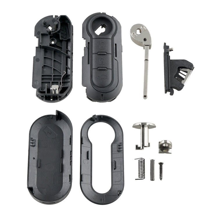 For Fiat 3 Button Folding Car Key Case Remote Control Shell SIP22, Style:White Switch Trunk Button