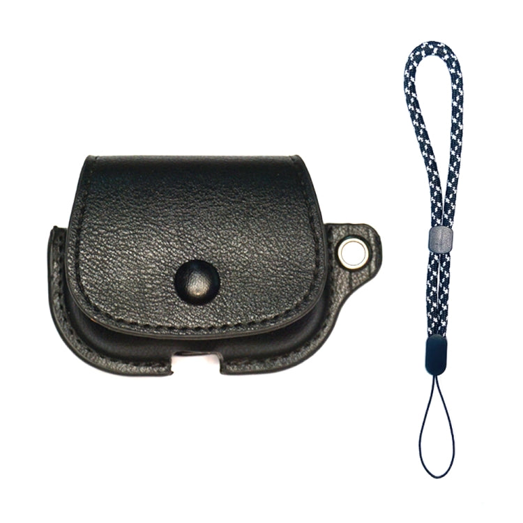 For AirPods Pro Backpack Style PU Leather Earphone Protective Case with Lanyard(Black)