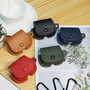 For AirPods Pro Backpack Style PU Leather Earphone Protective Case with Lanyard(Black)