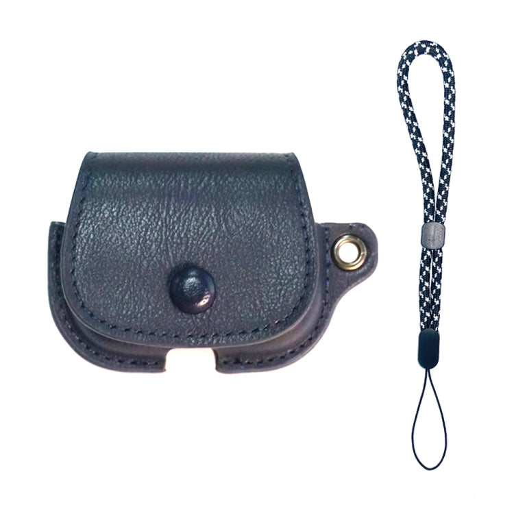 For AirPods 3 Backpack Style PU Leather Earphone Protective Case with Lanyard(Dark Blue)