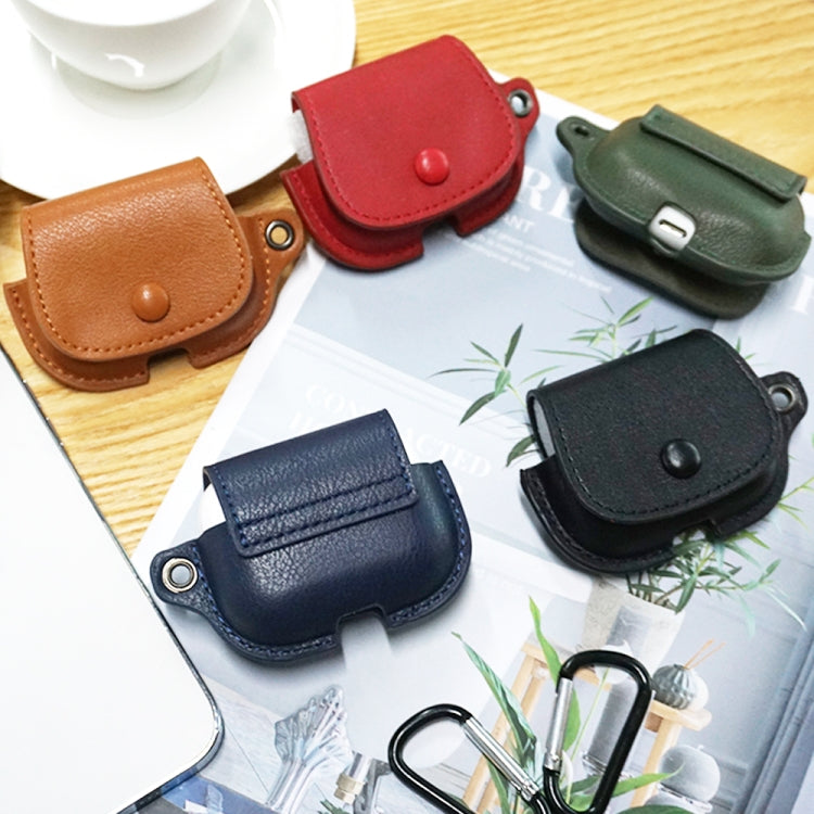 For AirPods 3 Backpack Style PU Leather Earphone Protective Case with Lanyard(Light Brown)