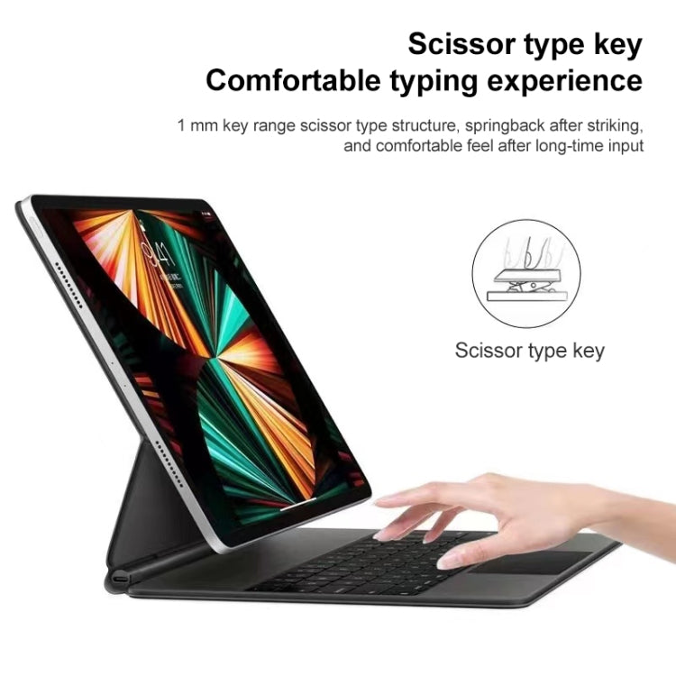 For iPad Pro 11 inch 2021/2020/2018 P11 Bluetooth Keyboard Leather Case with Touch Pad(White)