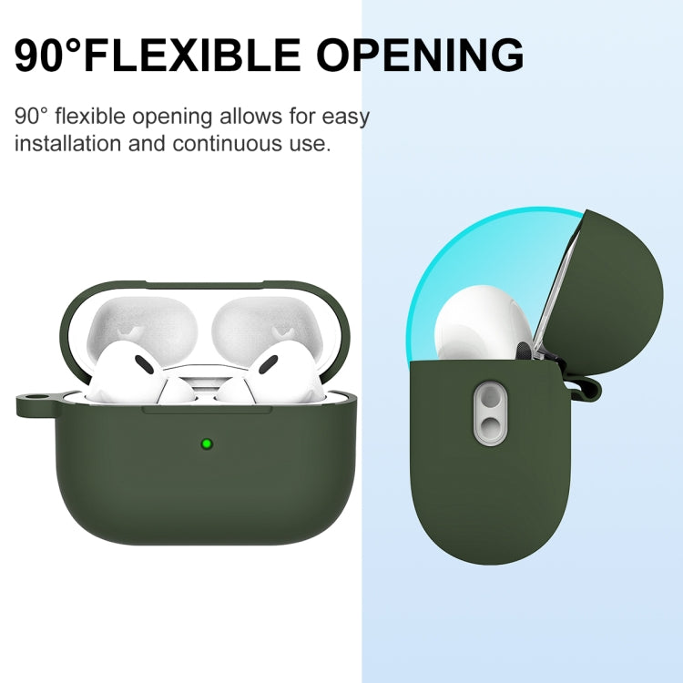 For AirPods Pro 2 Thickened One-piece Shockproof Earphone Case(Olive Green)