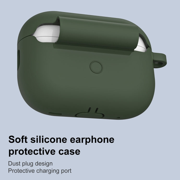 For AirPods Pro 2 Thickened One-piece Shockproof Earphone Case(Olive Green)