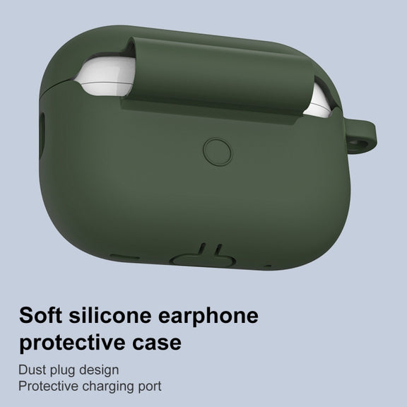 For AirPods Pro 2 Thickened One-piece Shockproof Earphone Case(Olive Green)
