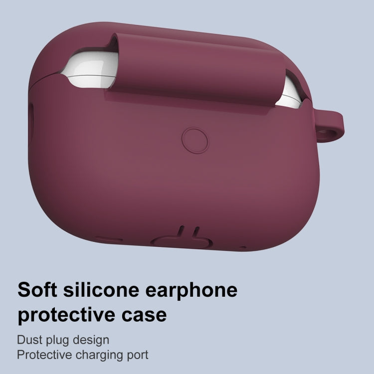 For AirPods Pro 2 Thickened One-piece Shockproof Earphone Case(Rose Red)