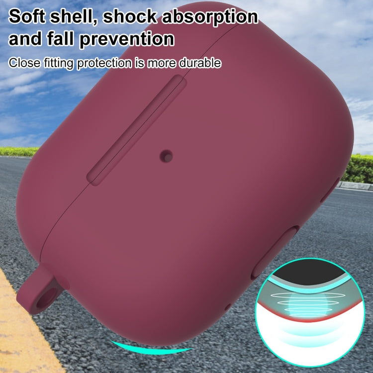 For AirPods Pro 2 Thickened One-piece Shockproof Earphone Case(Rose Red)