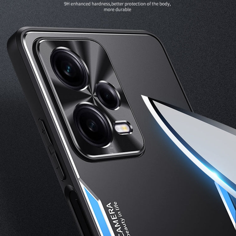 For Xiaomi Redmi Note 12 Pro+ China Blade Series TPU + Titanium Alloy Phone Case with Holder(Black Gold)