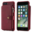 For iPhone 7 Plus / 8 Plus Zipper Shockproof Protective Case with Card Slots & Bracket & Photo Holder & Wallet Function(Red) - More iPhone Cases by PMC TechLife | Online Shopping South Africa | PMC TechLife