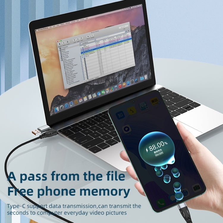 ADC-008 66W USB to USB-C/Type-C + 8 Pin + Micro USB 3 in 1 Fully Compatible Fast Charge Data Cable, Length:1.2m