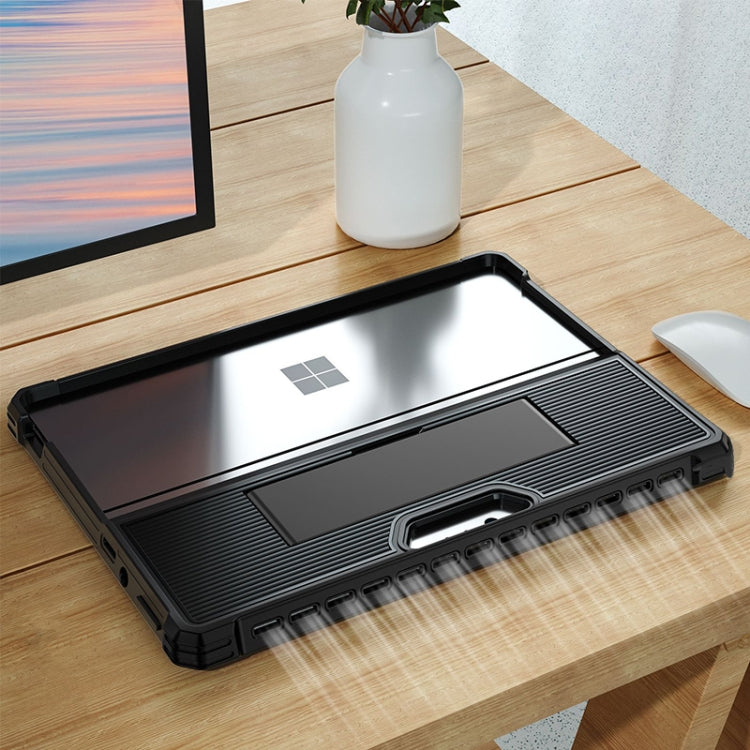 For Microsoft Surface Pro 9 Striped Hollow Tablet Case(Black)