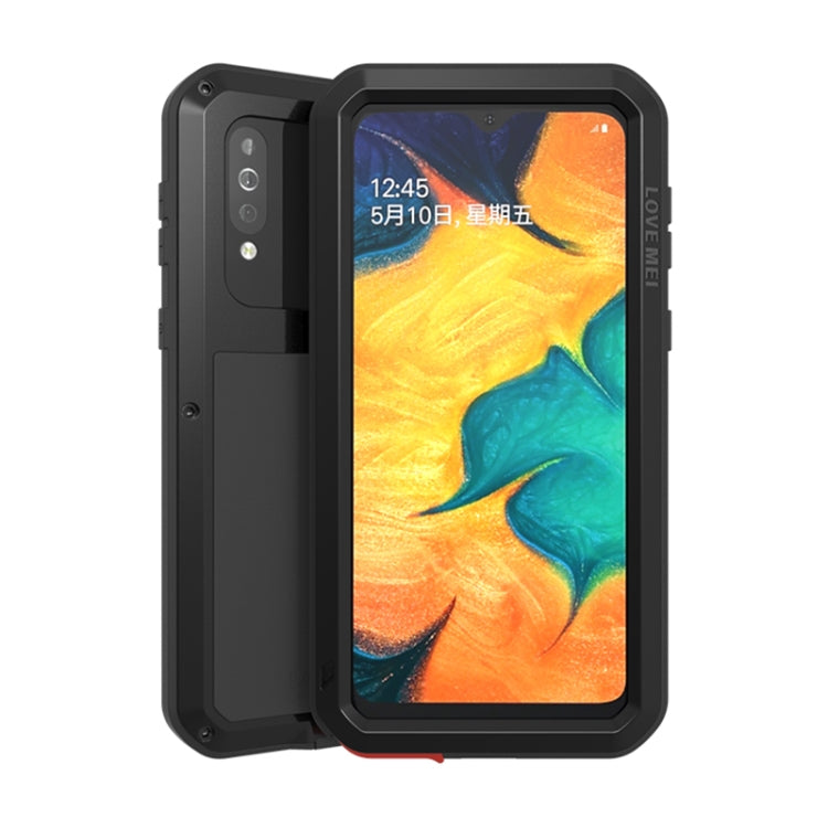 For Galaxy A40s LOVE MEI Metal Shockproof Water-resistant Dustproof Protective Case(Black)