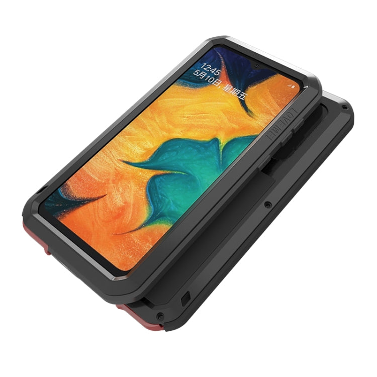 For Galaxy A40s LOVE MEI Metal Shockproof Water-resistant Dustproof Protective Case(Black)